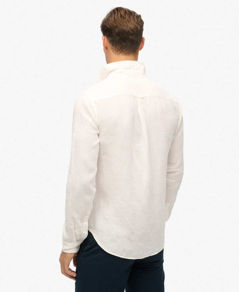 camisa casual de linho de manga comprida na cor optic