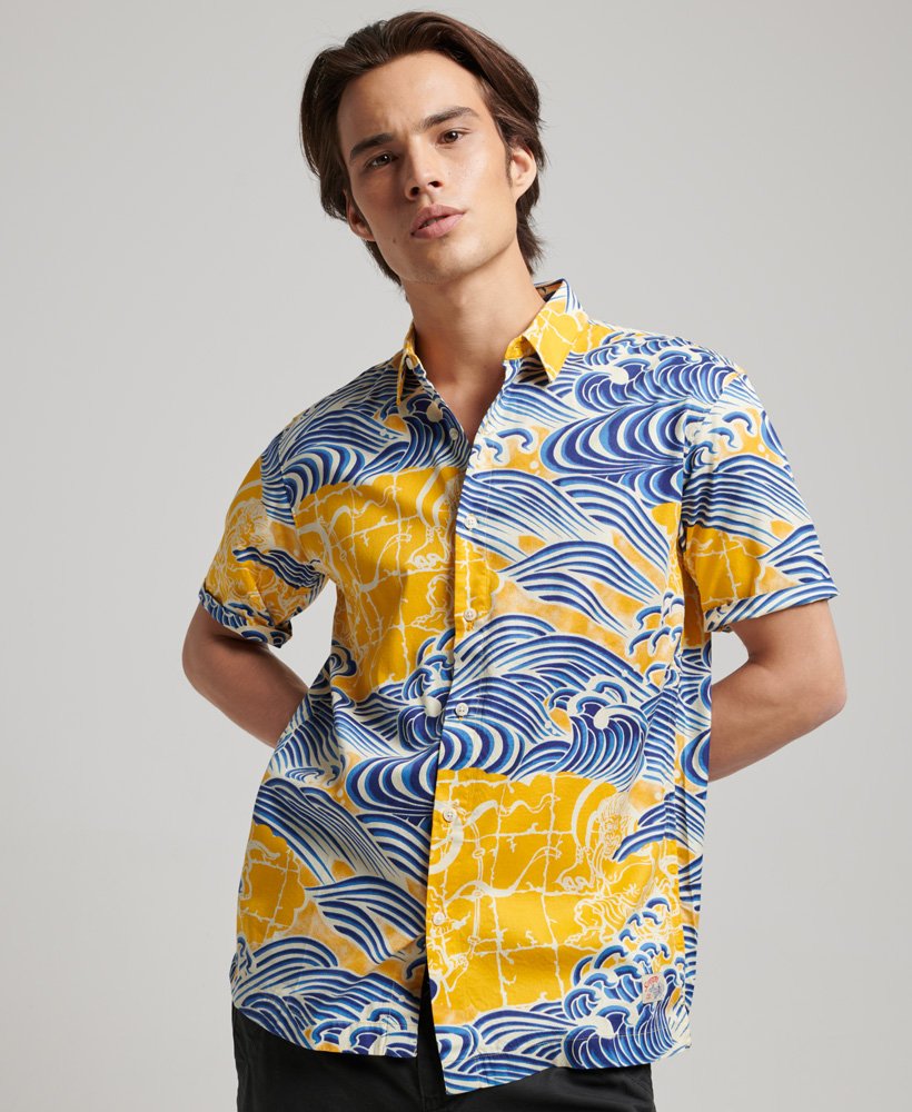 camisa havaiana de manga curta em nimi kam
