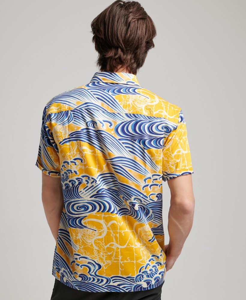 camisa havaiana de manga curta em nimi kam