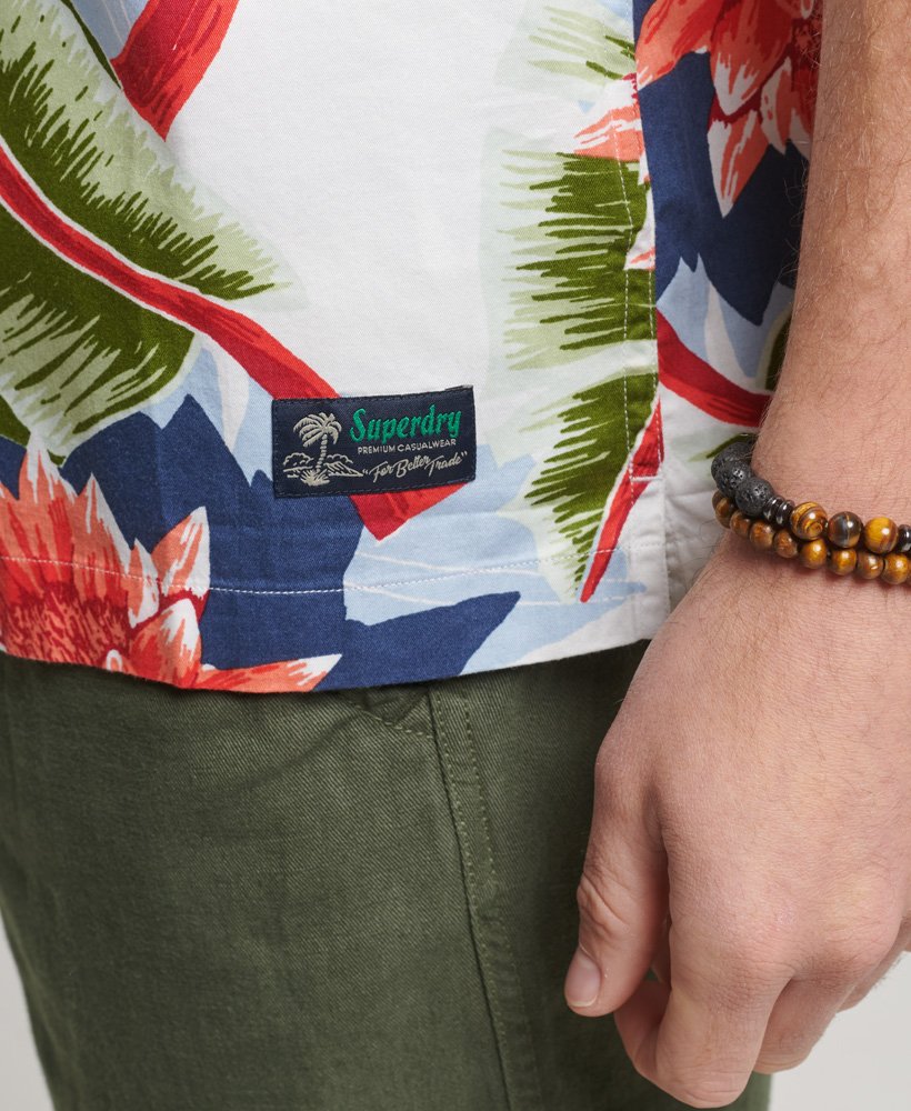 camisa havaiana de manga curta na cor optic banana leaf