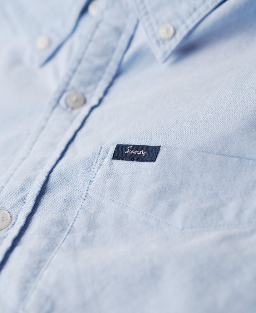 camisa oxford de manga curta em azul clássico