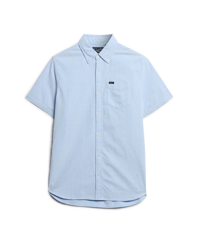 camisa oxford de manga curta em azul clássico