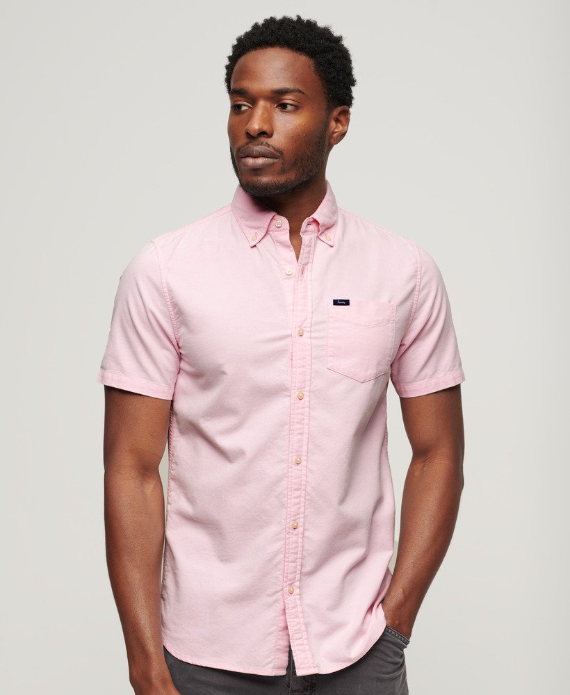 camisa oxford de manga curta na cor rosa cidade