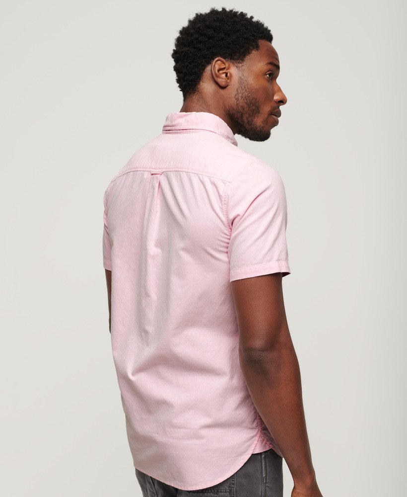 camisa oxford de manga curta na cor rosa cidade