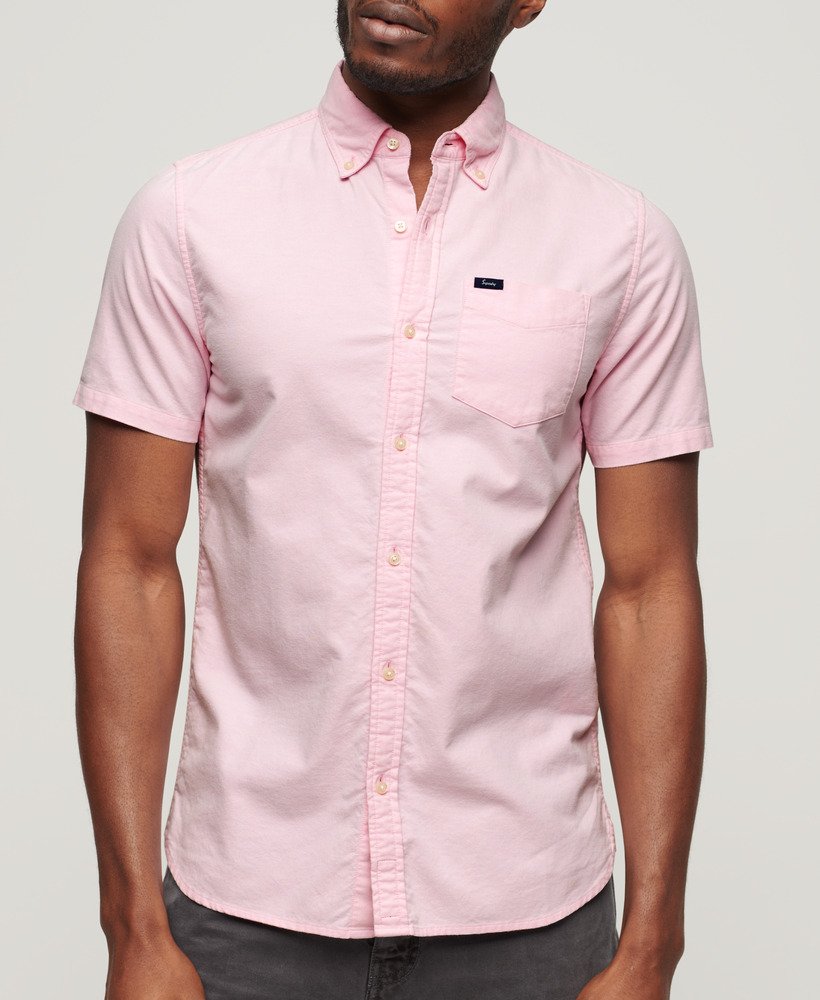 camisa oxford de manga curta na cor rosa cidade