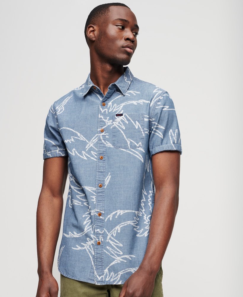 camisa vintage de manga curta loom em lavagem pesada crane