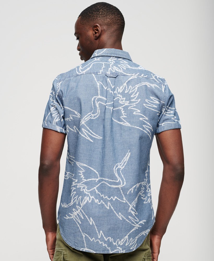 camisa vintage de manga curta loom em lavagem pesada crane