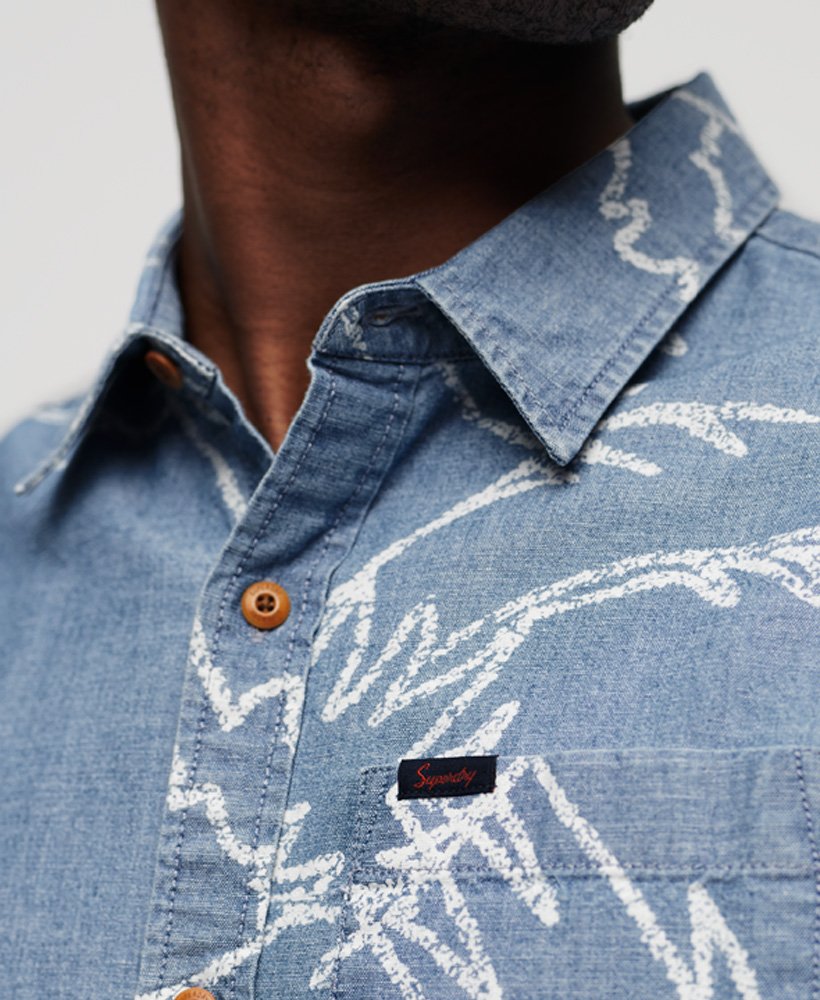 camisa vintage de manga curta loom em lavagem pesada crane