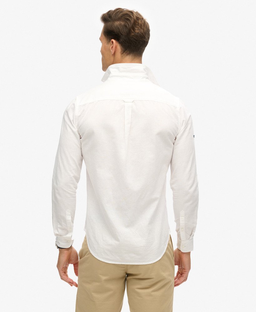 camisa de linho com botões da organic cotton studios na cor optic.