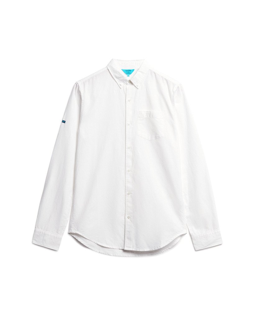 camisa de linho com botões da organic cotton studios na cor optic.