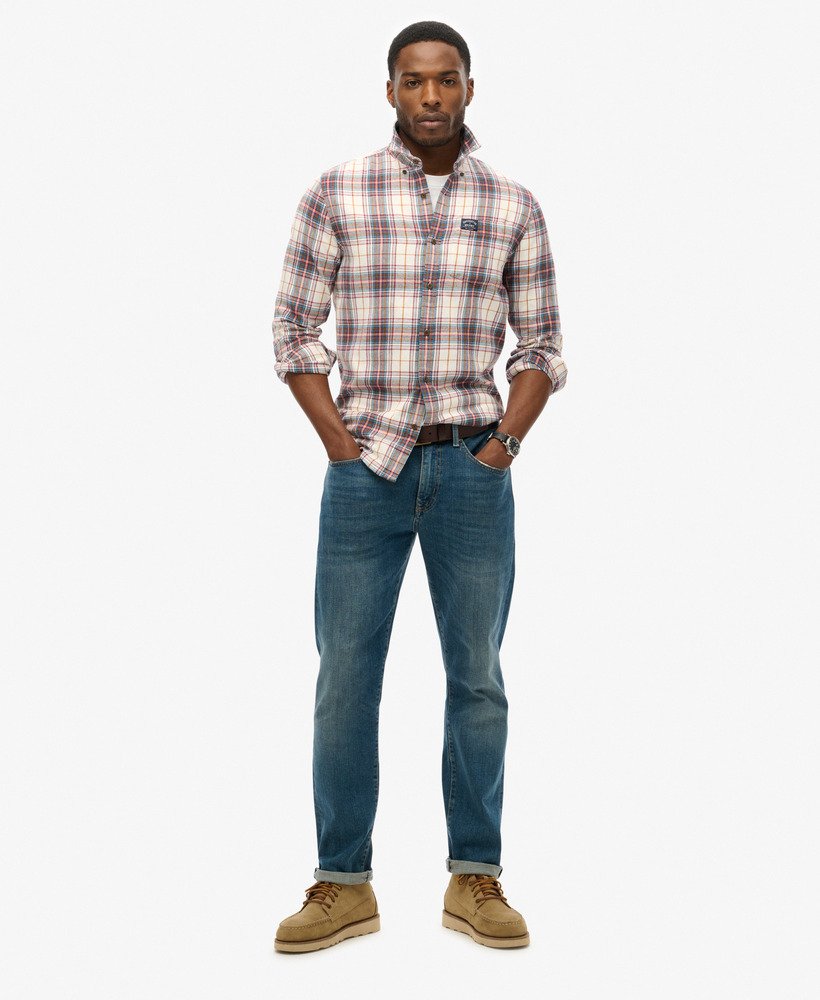 camisa de manga comprida estilo lenhador em algodão com estampa xadrez drayton optic.