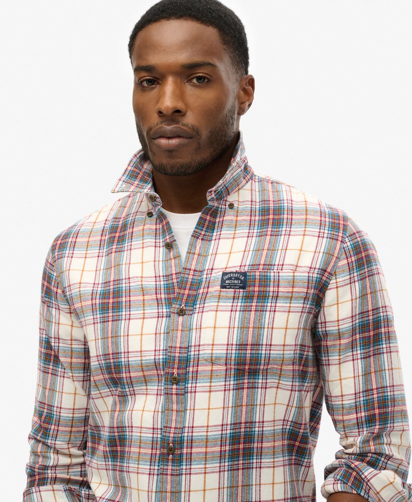 camisa de manga comprida estilo lenhador em algodão com estampa xadrez drayton optic.