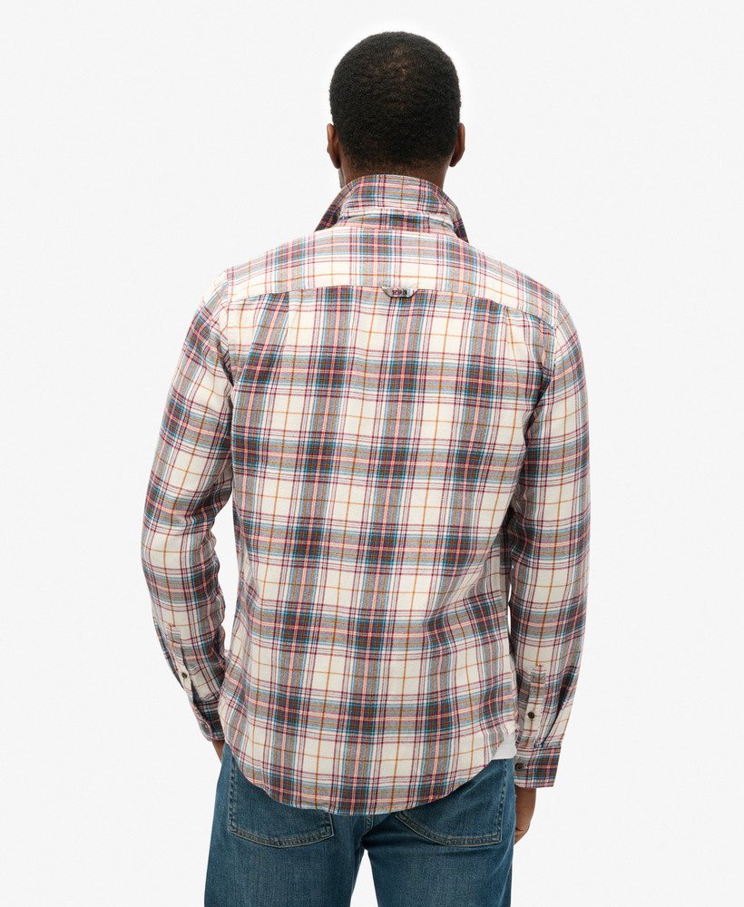 camisa de manga comprida estilo lenhador em algodão com estampa xadrez drayton optic.