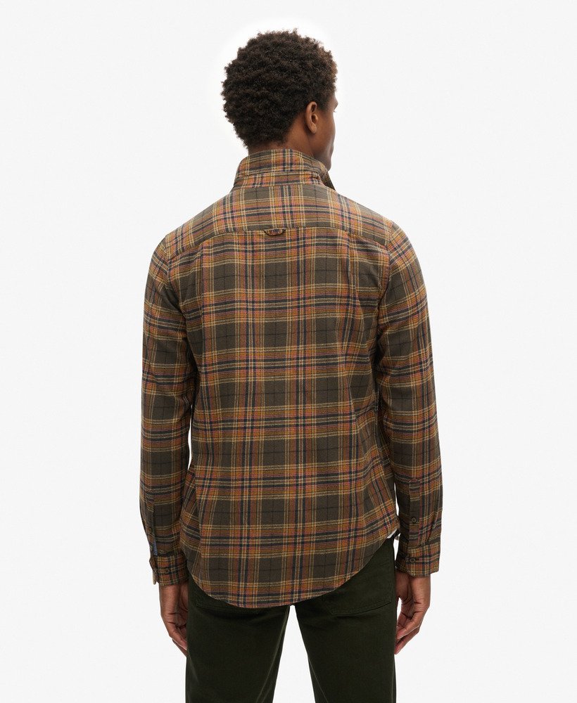camisa de manga comprida estilo lenhador em algodão com estampa xadrez drayton verde-oliva