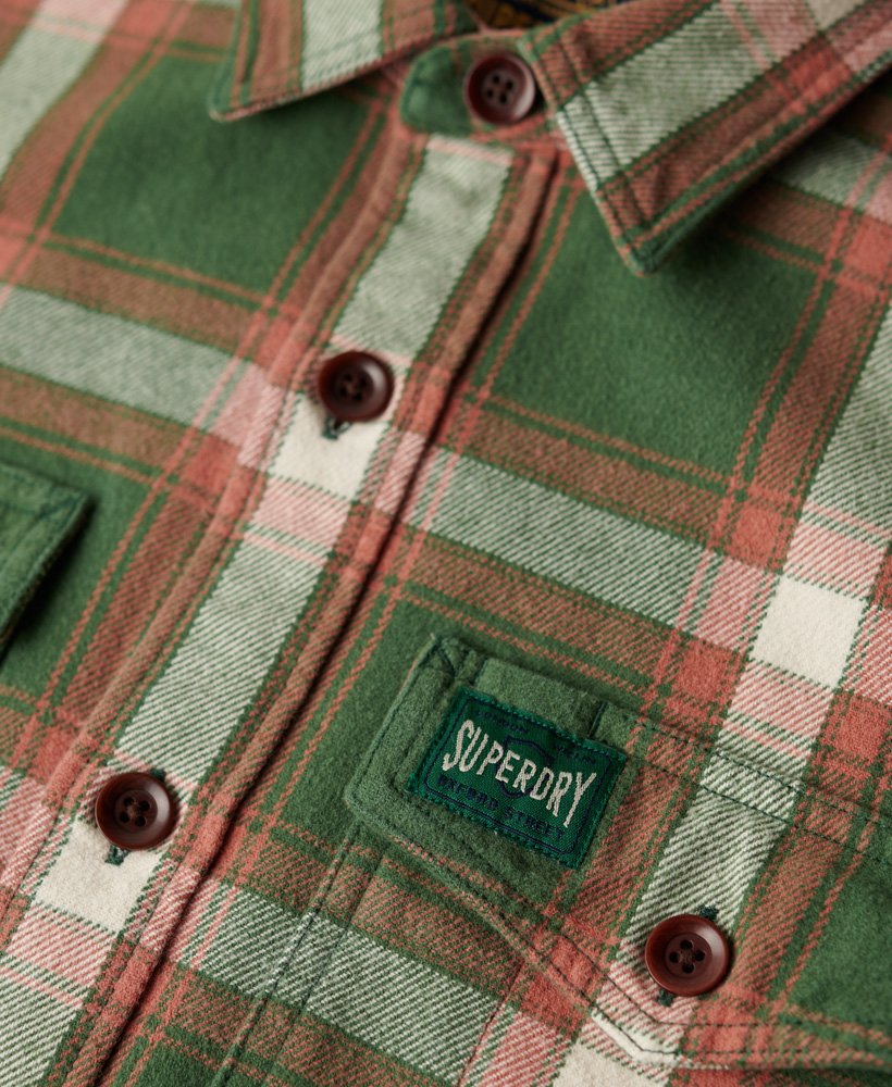 camisa xadrez operária em algodão orgânico na cor verde work check.