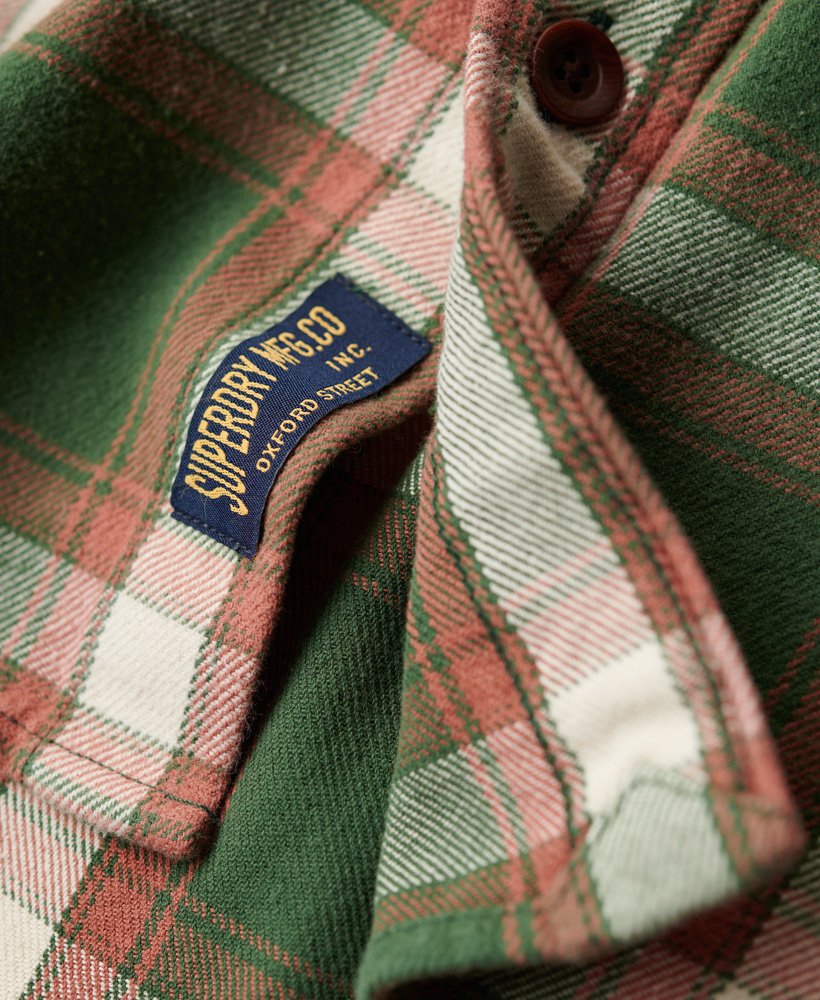 camisa xadrez operária em algodão orgânico na cor verde work check.