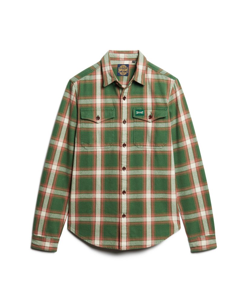 camisa xadrez operária em algodão orgânico na cor verde work check.