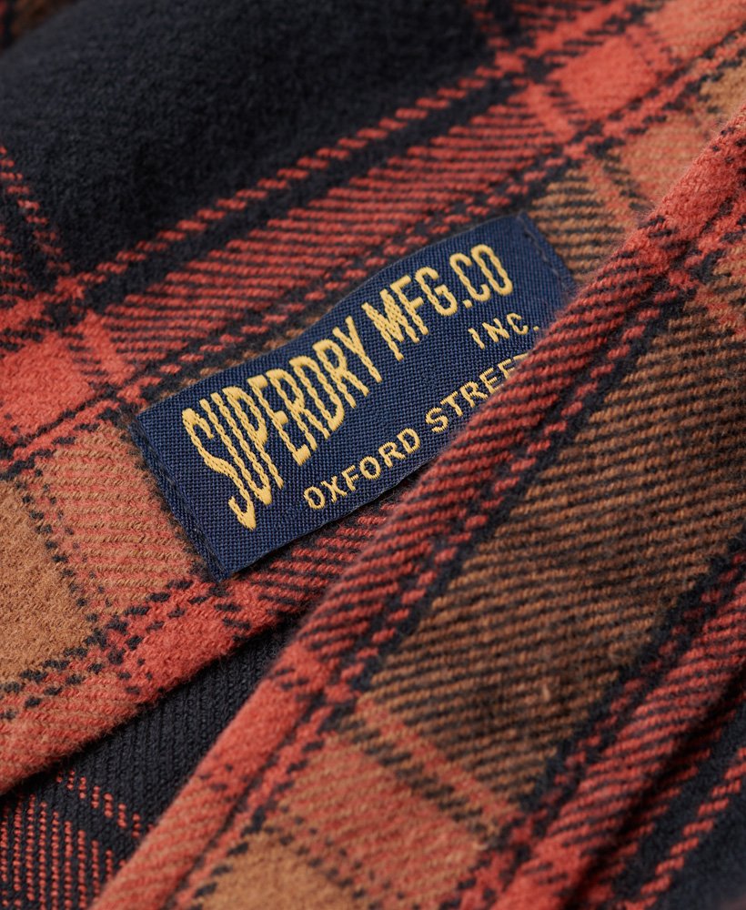 camisa xadrez operária em algodão orgânico na cor azul marinho.