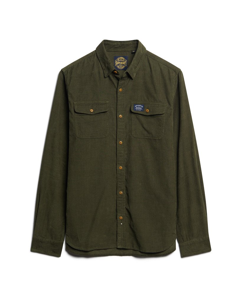 camisa de veludo cotelê trailsman relaxed fit na cor verde musgo escuro
