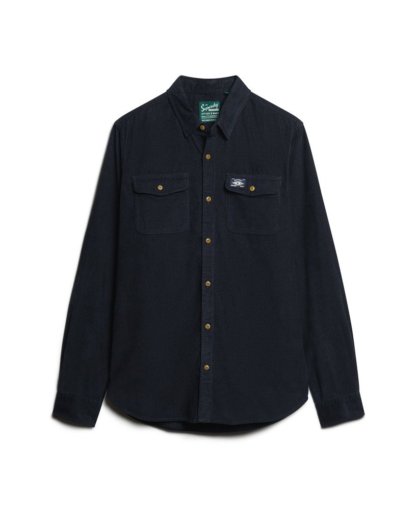 camisa de veludo cotelê trailsman relaxed fit na cor azul marinho eclipse.