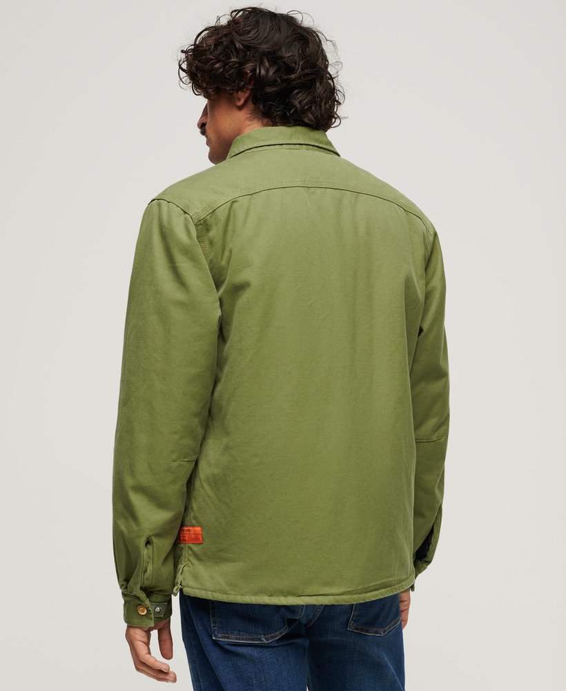 sobretudo surplus com zíper na cor verde-oliva