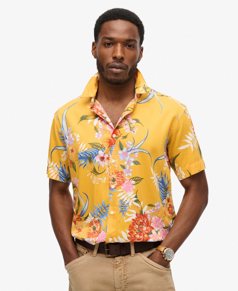 camisa havaiana na cor amarelo anÊmona
