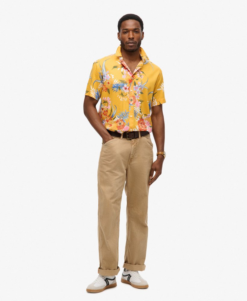 camisa havaiana na cor amarelo anÊmona