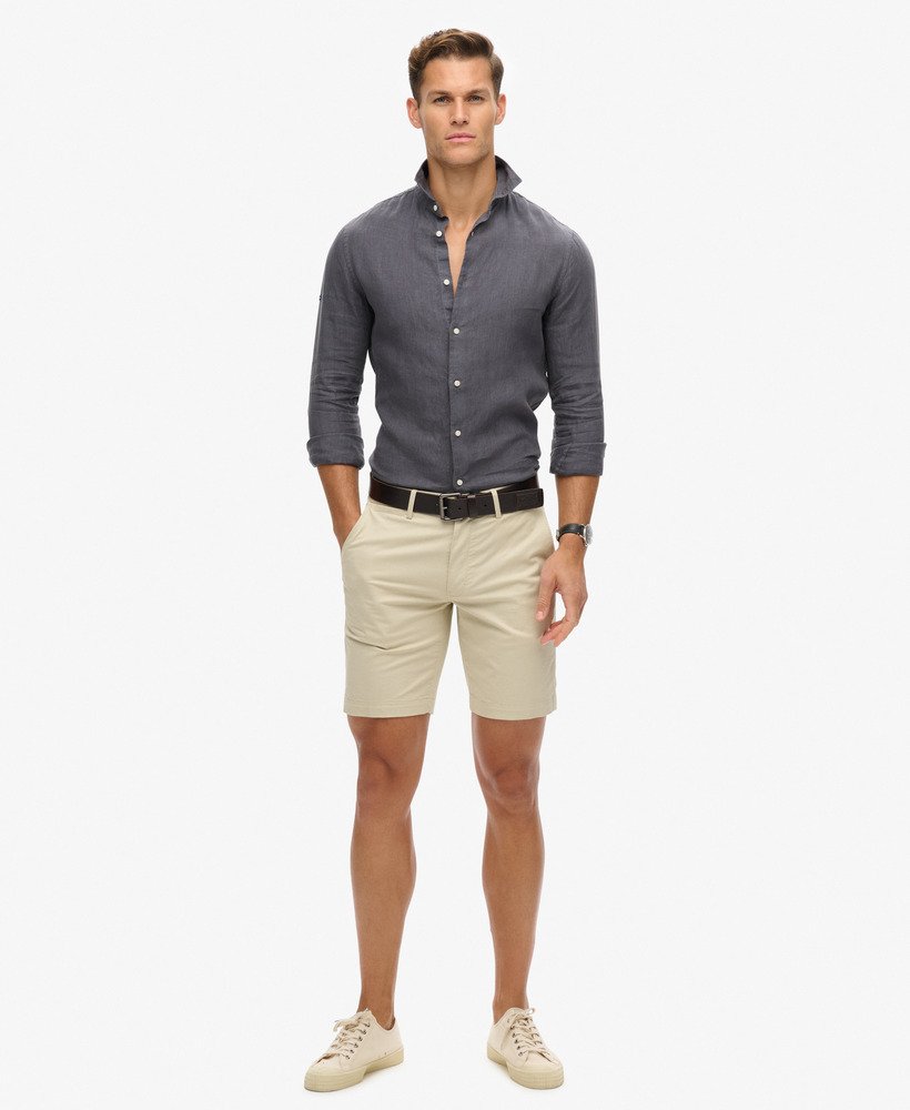 camisa casual de linho de manga comprida na cor cinza castlerock