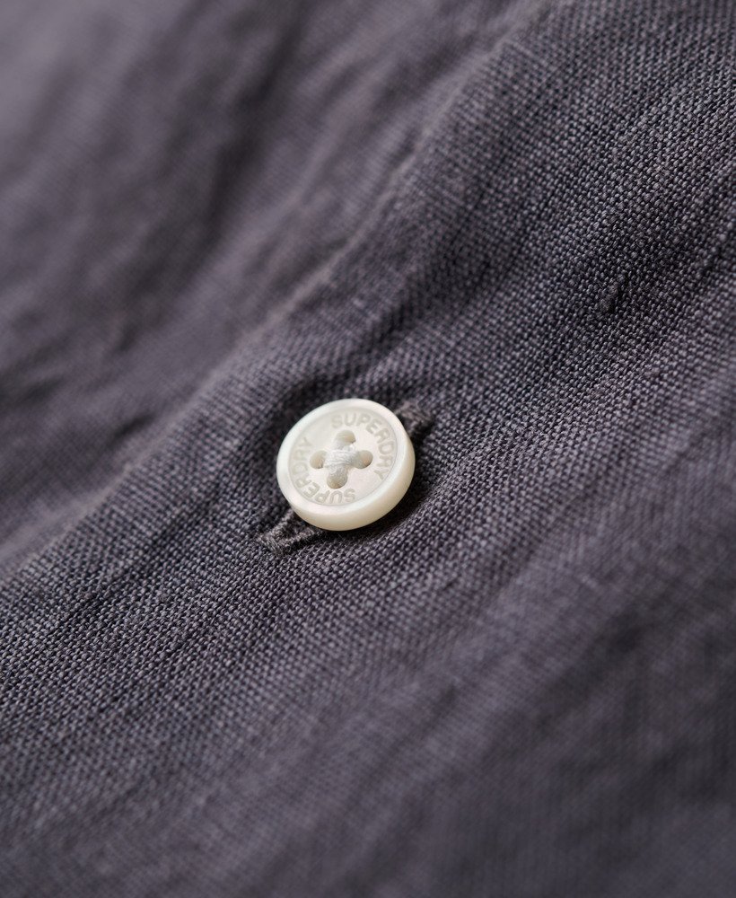 camisa casual de linho de manga comprida na cor cinza castlerock