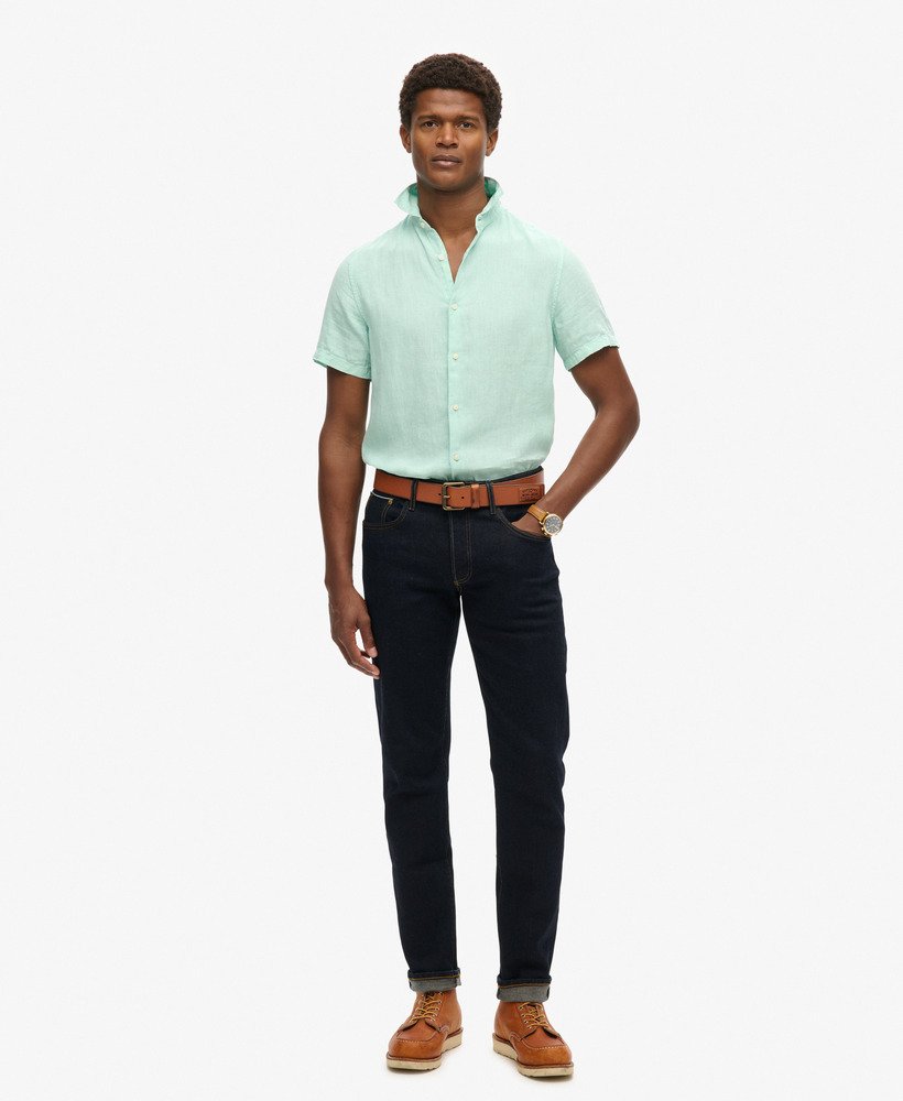 camisa de linho casual studios na cor verde menta claro