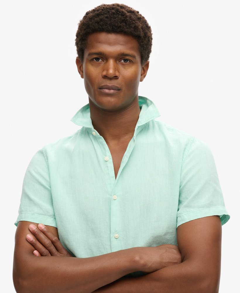 camisa de linho casual studios na cor verde menta claro