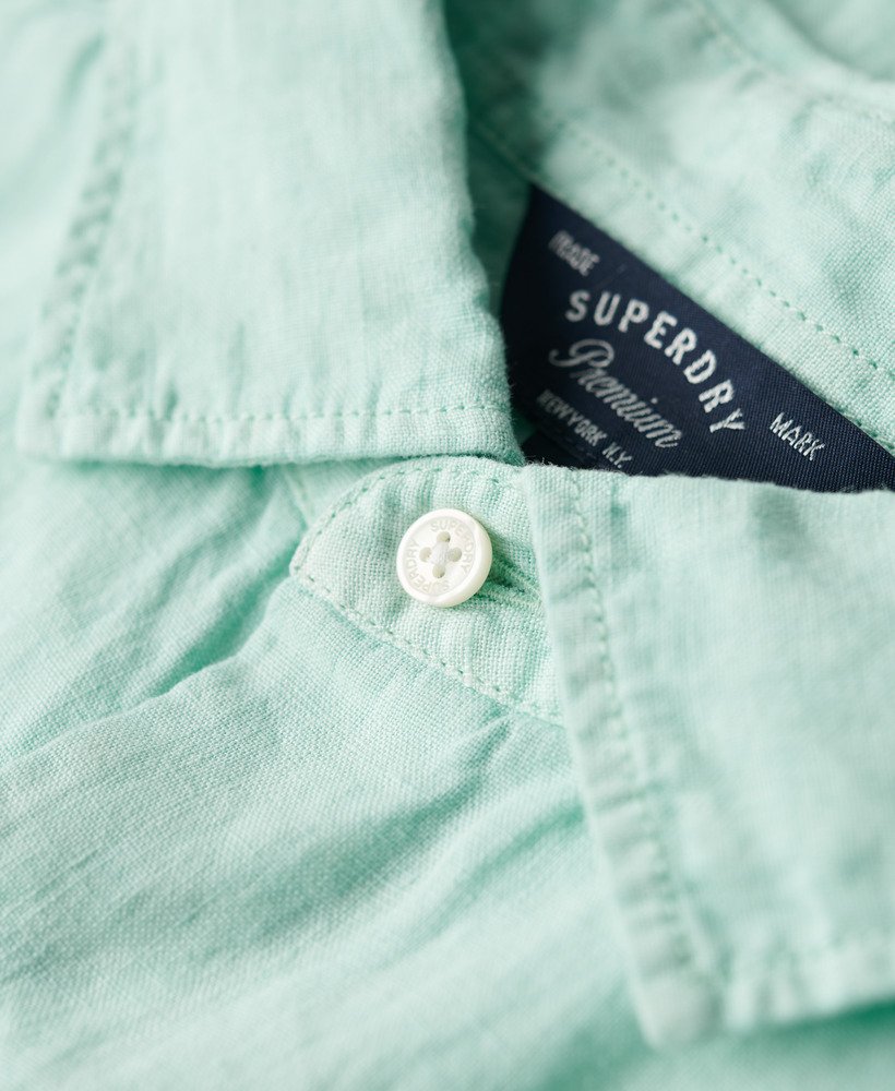camisa de linho casual studios na cor verde menta claro