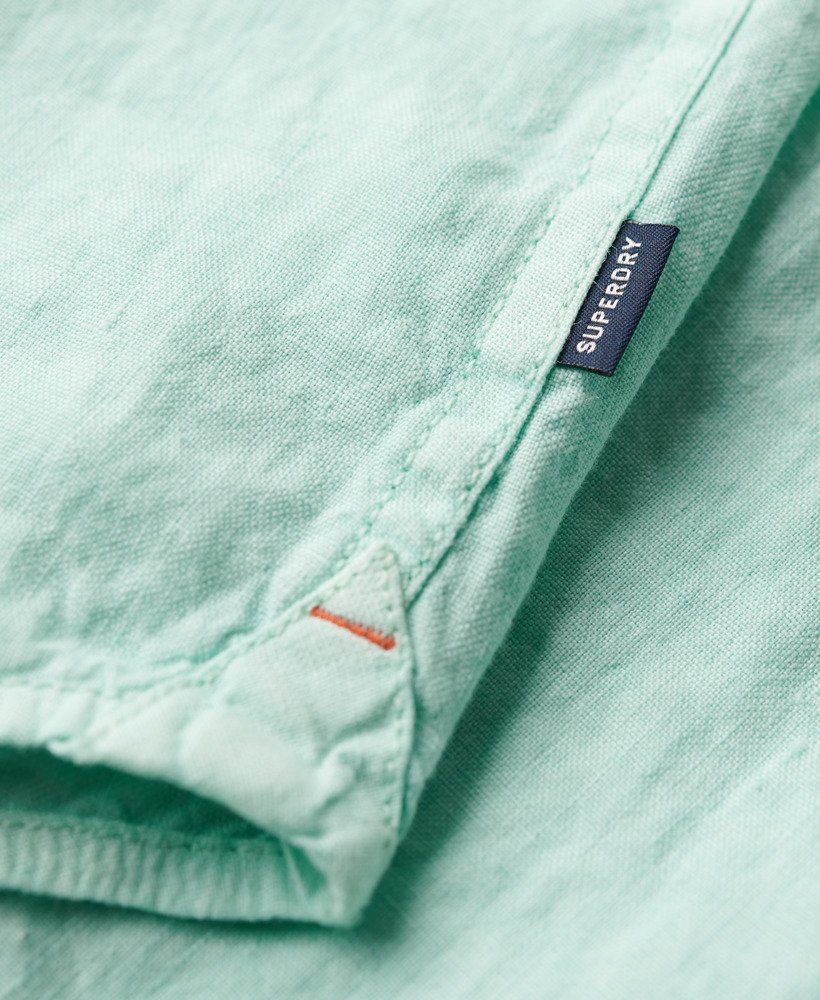 camisa de linho casual studios na cor verde menta claro