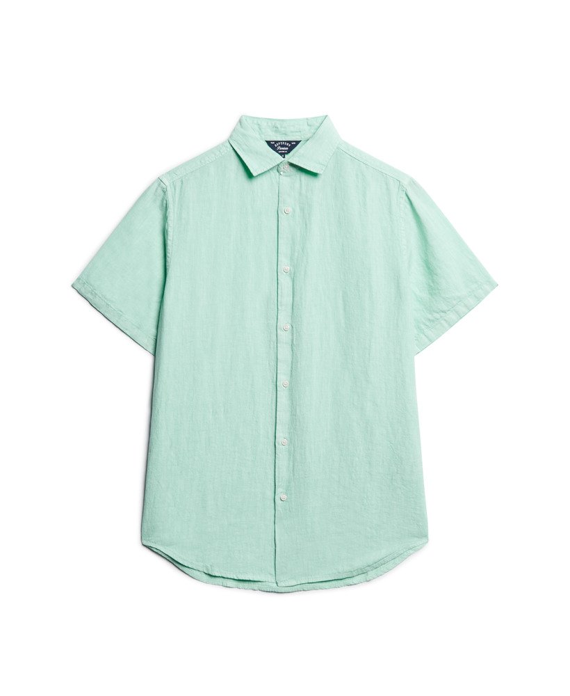 camisa de linho casual studios na cor verde menta claro