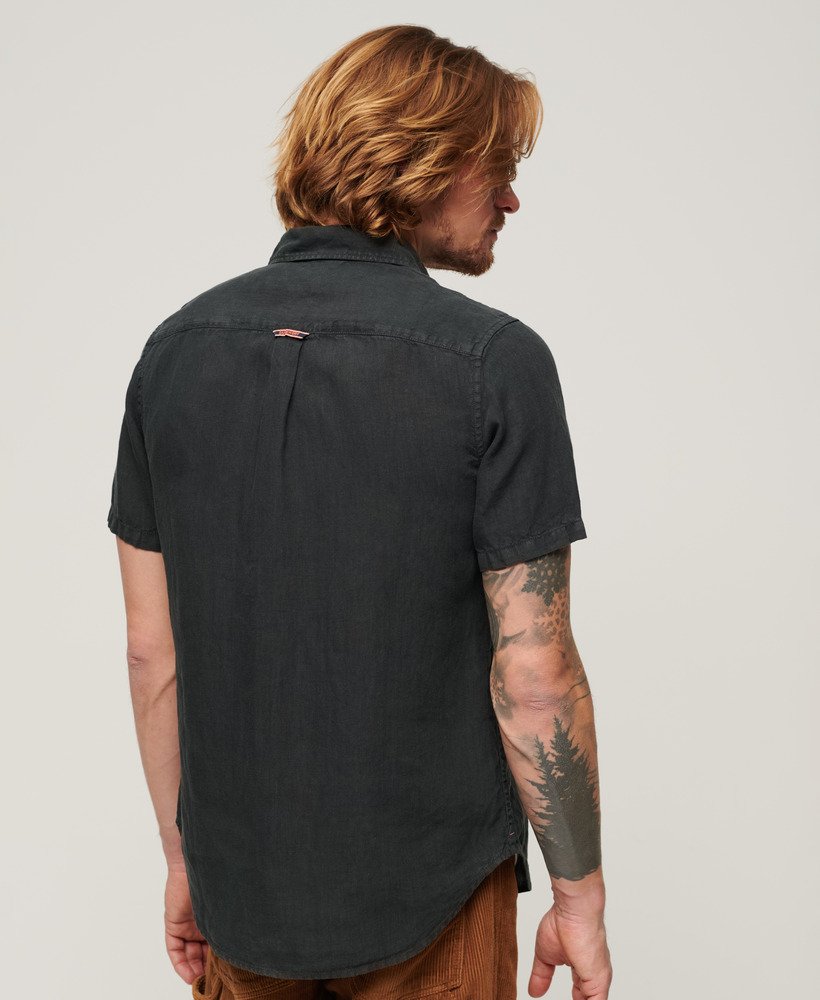 camisa de linho casual studios na cor preta lavada