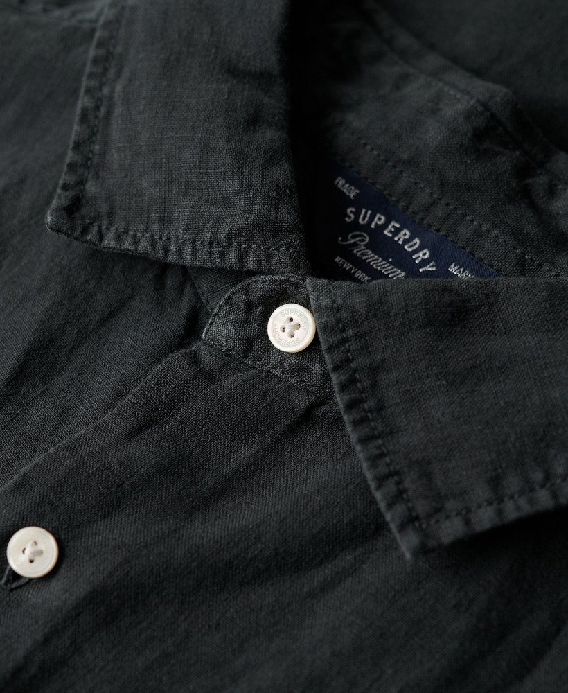 camisa de linho casual studios na cor preta lavada
