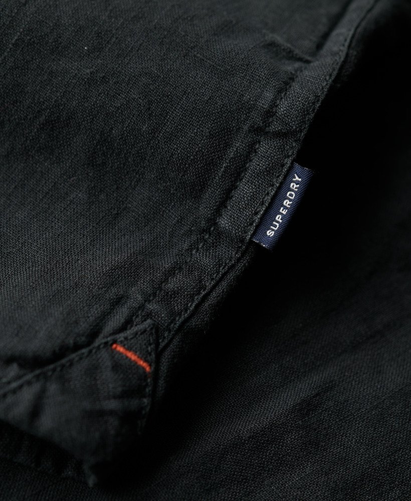 camisa de linho casual studios na cor preta lavada