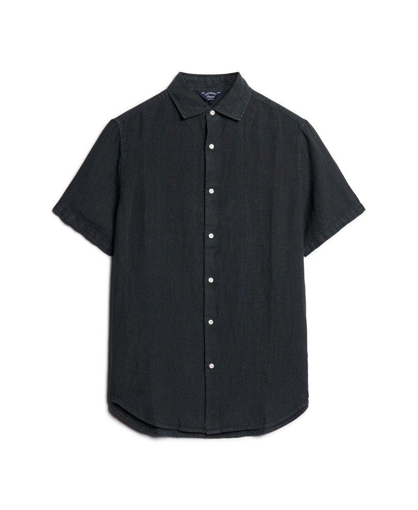 camisa de linho casual studios na cor preta lavada
