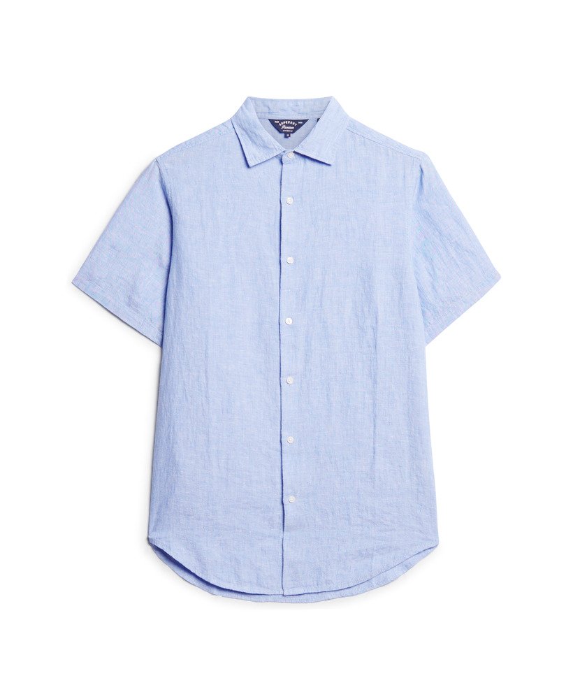 camisa casual de linho studios em chambray azul claro.