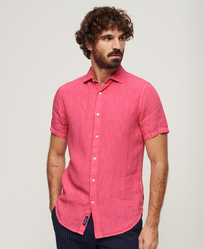 camisa de linho casual studios na cor rosa new house