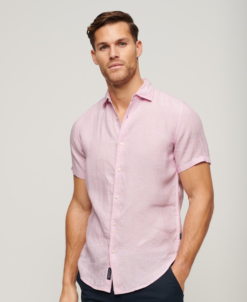 camisa casual de linho studios na cor lilás pastel