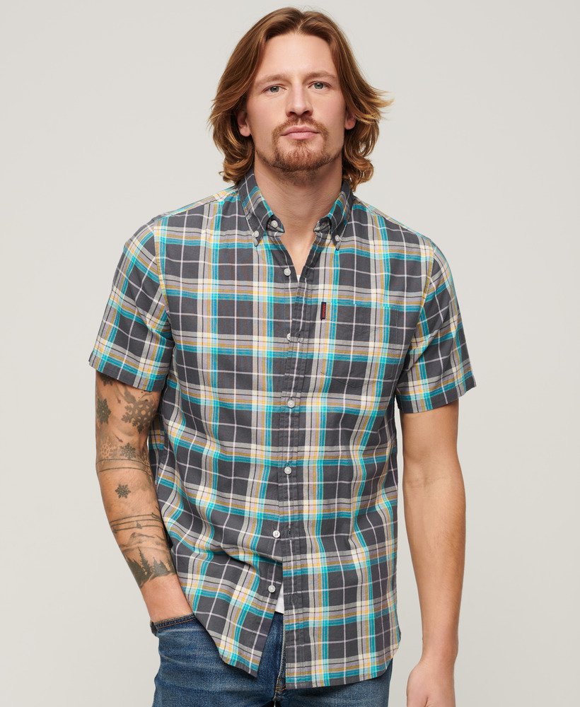 camisa xadrez leve em azul marinho
