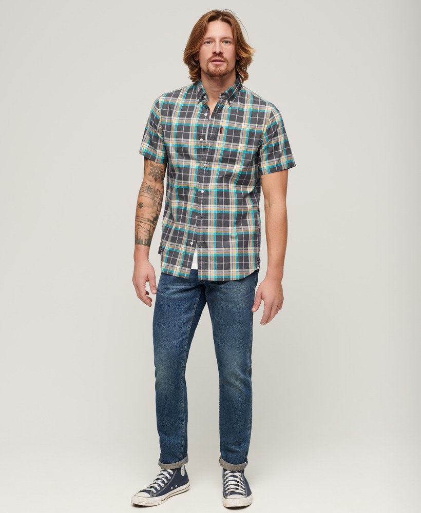 camisa xadrez leve em azul marinho