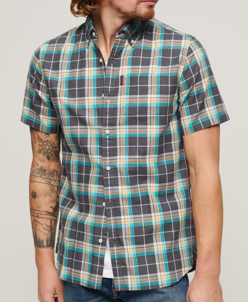 camisa xadrez leve em azul marinho