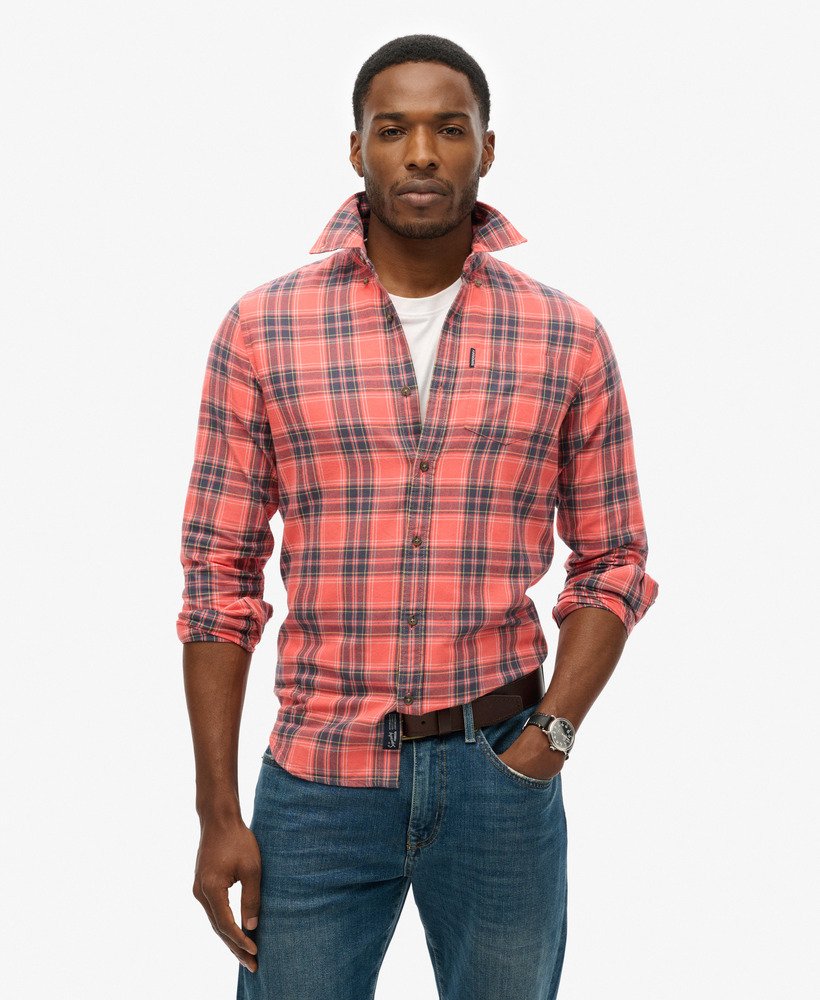 camisa xadrez vintage em algodão orgânico na cor vermelha.