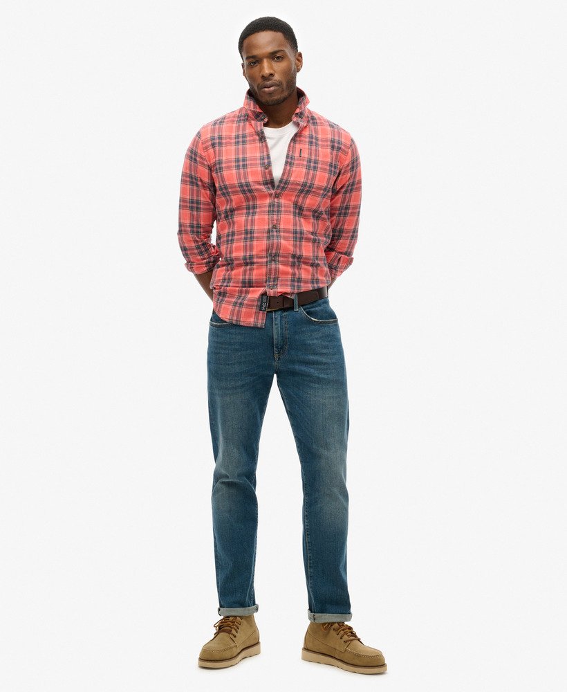 camisa xadrez vintage em algodão orgânico na cor vermelha.