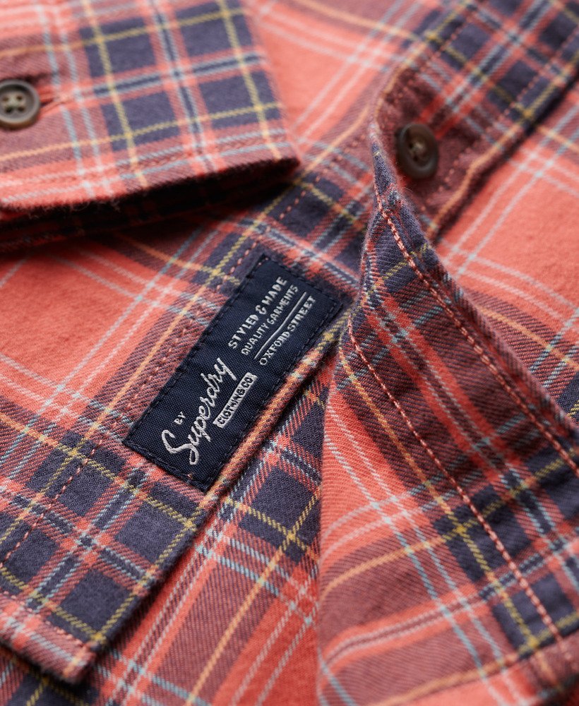 camisa xadrez vintage em algodão orgânico na cor vermelha.