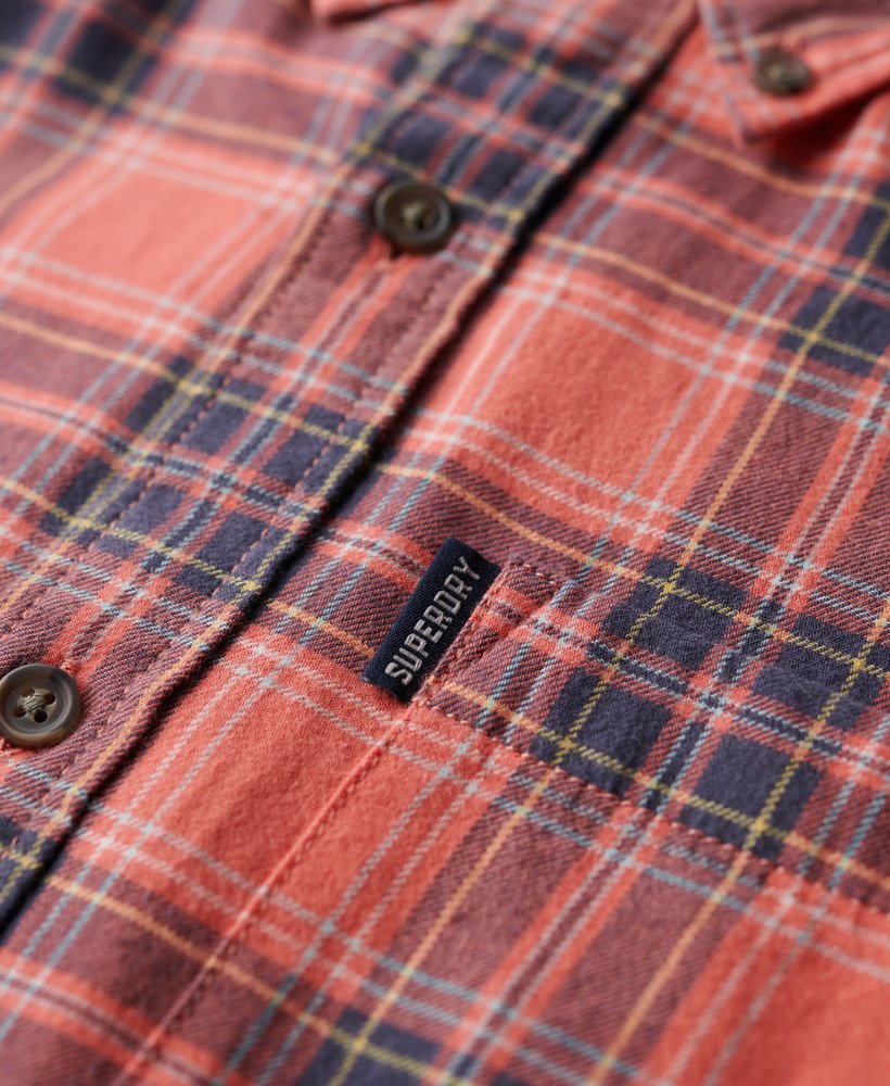 camisa xadrez vintage em algodão orgânico na cor vermelha.