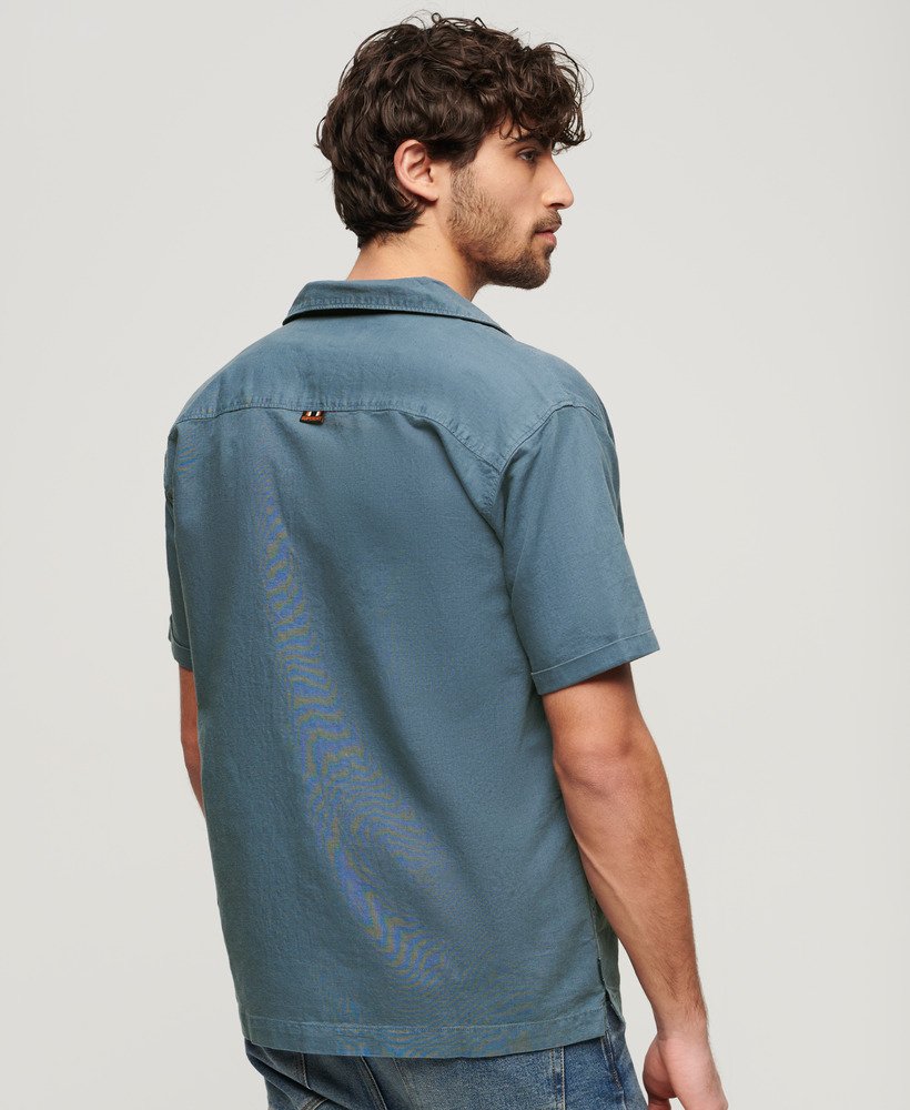 camisa resort de manga curta na cor lauren navy