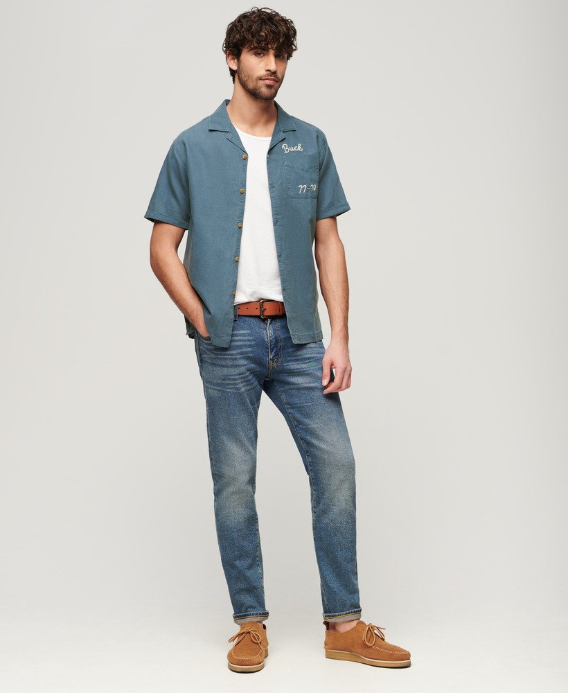 camisa resort de manga curta na cor lauren navy